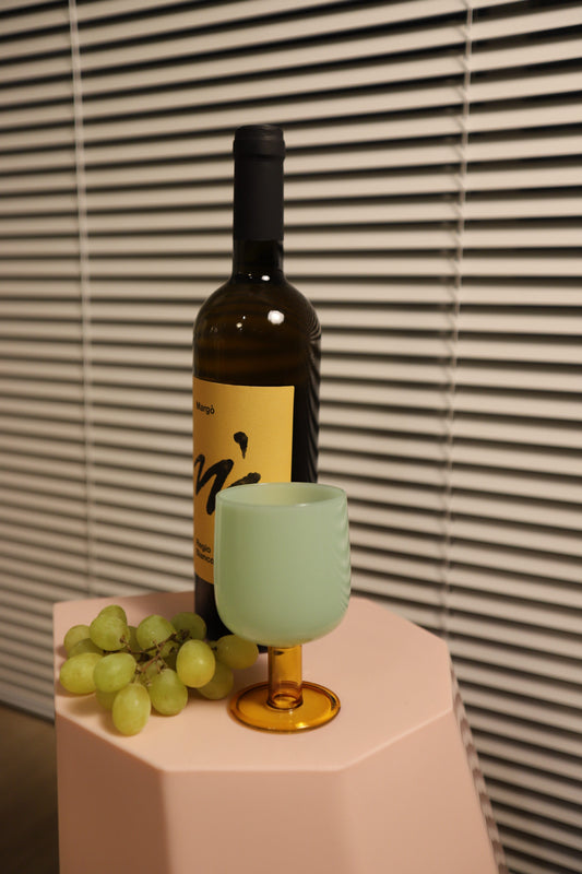 TWO TONE WINE GLASS / Green × Amber