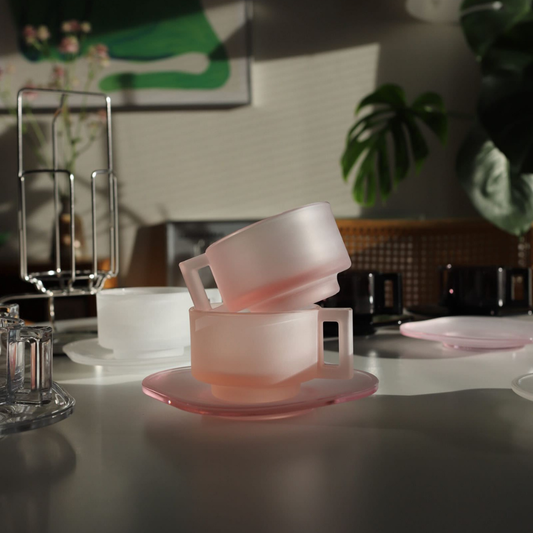 Cup and Saucer / Pink Frosted