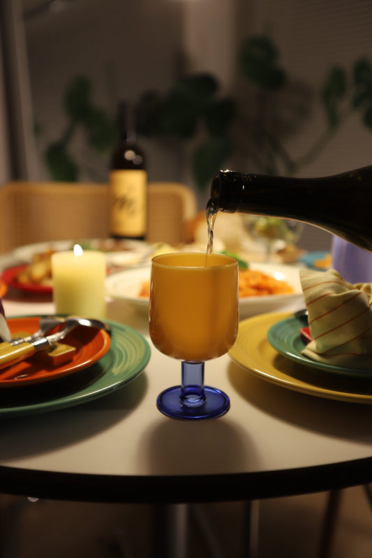 TWO TONE WINE GLASS / Yellow × Blue