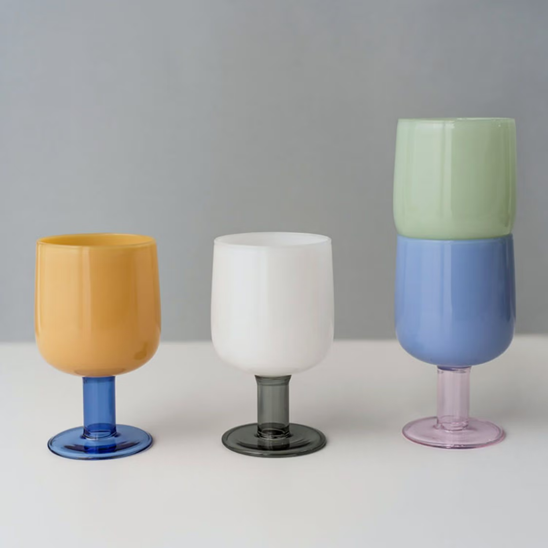 TWO TONE WINE GLASS / Green × Amber