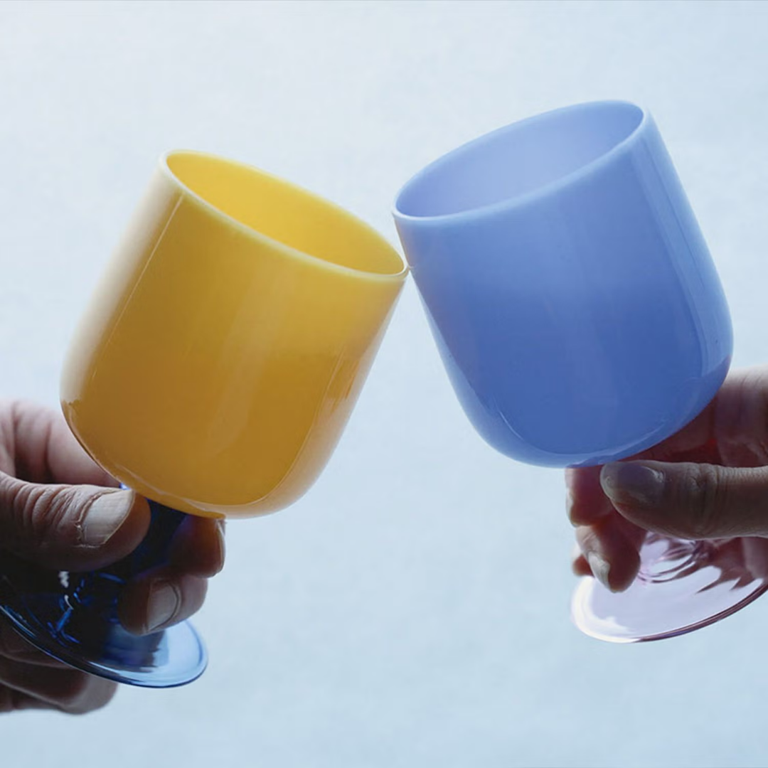 TWO TONE WINE GLASS / Yellow × Blue
