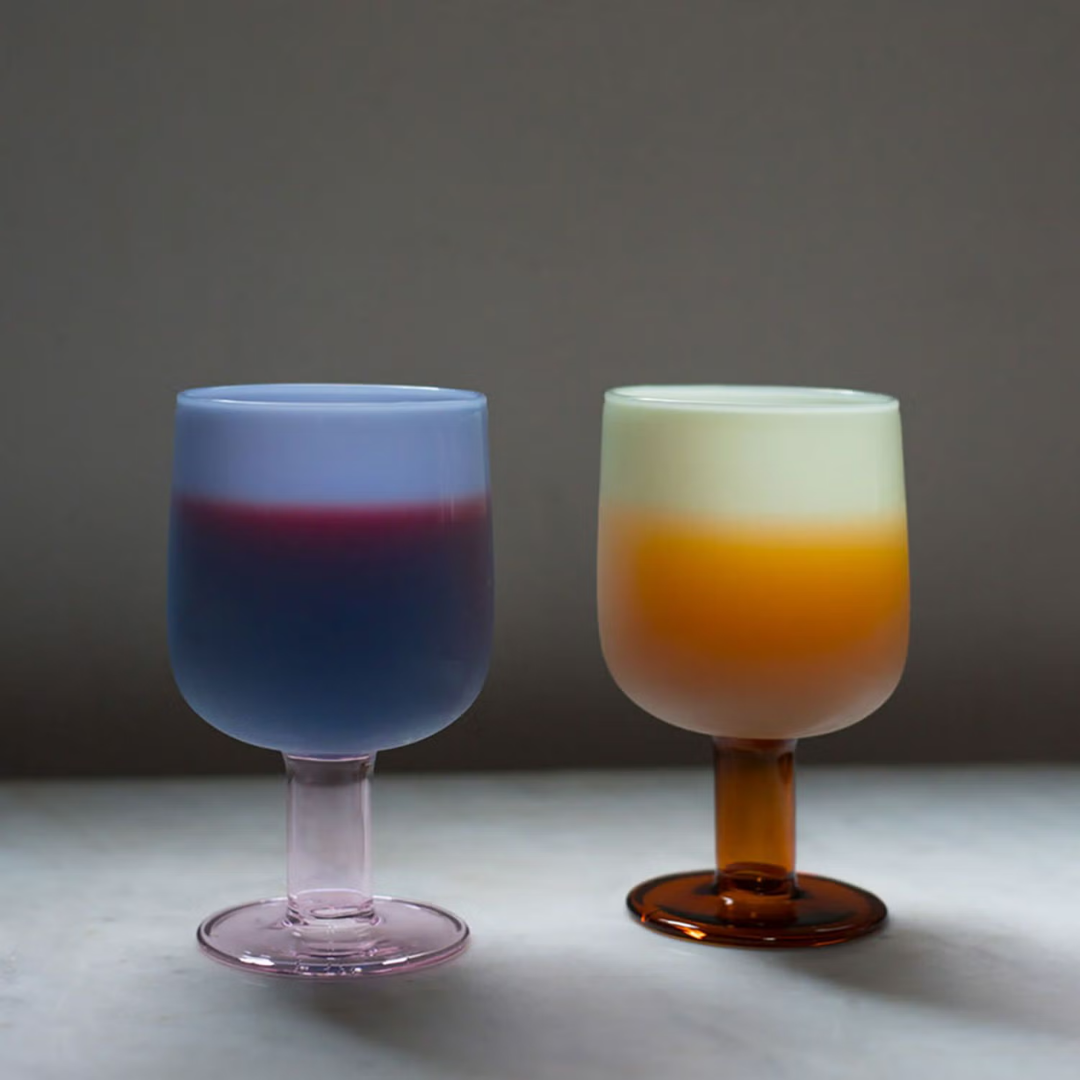 TWO TONE WINE GLASS / Yellow × Blue