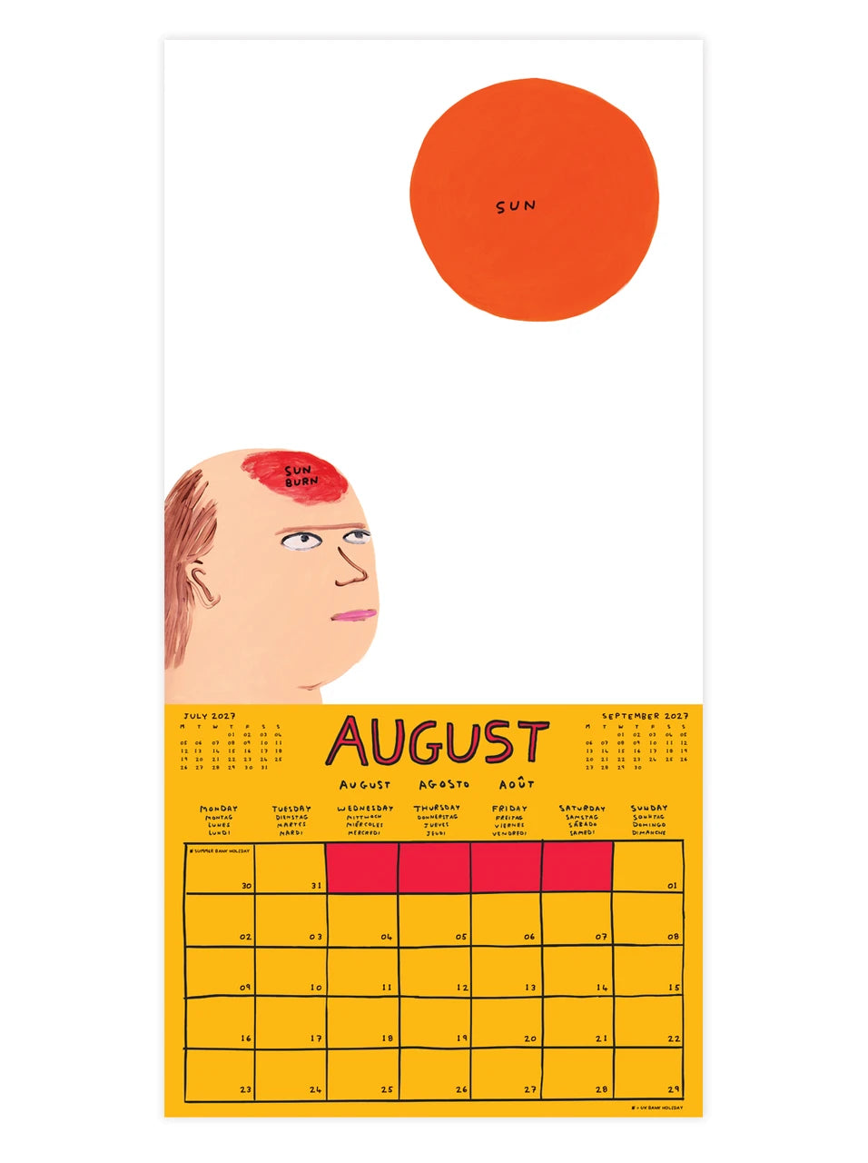 David Shrigley wall calendar 2027 8月
