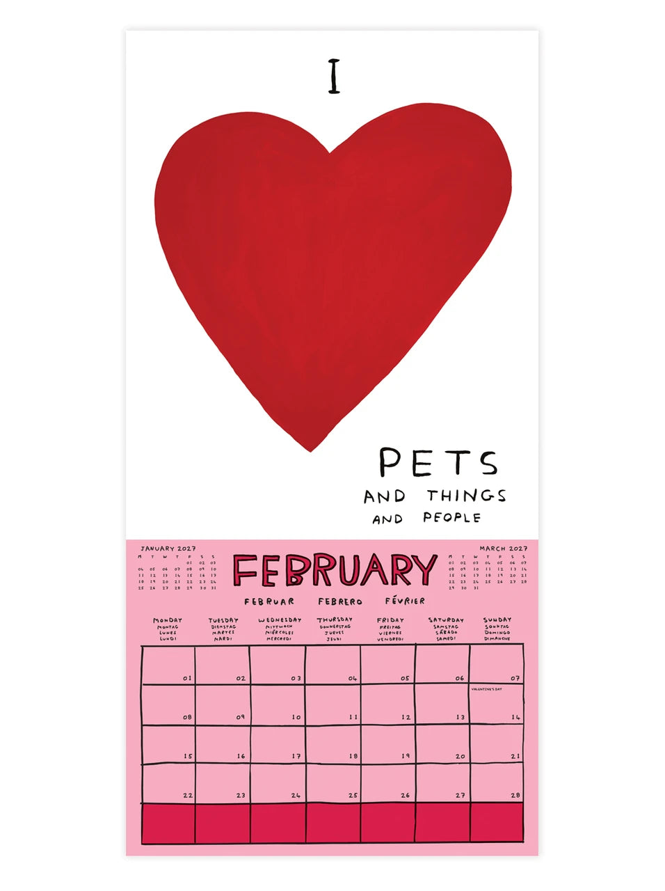 David Shrigley wall calendar 2027 2月