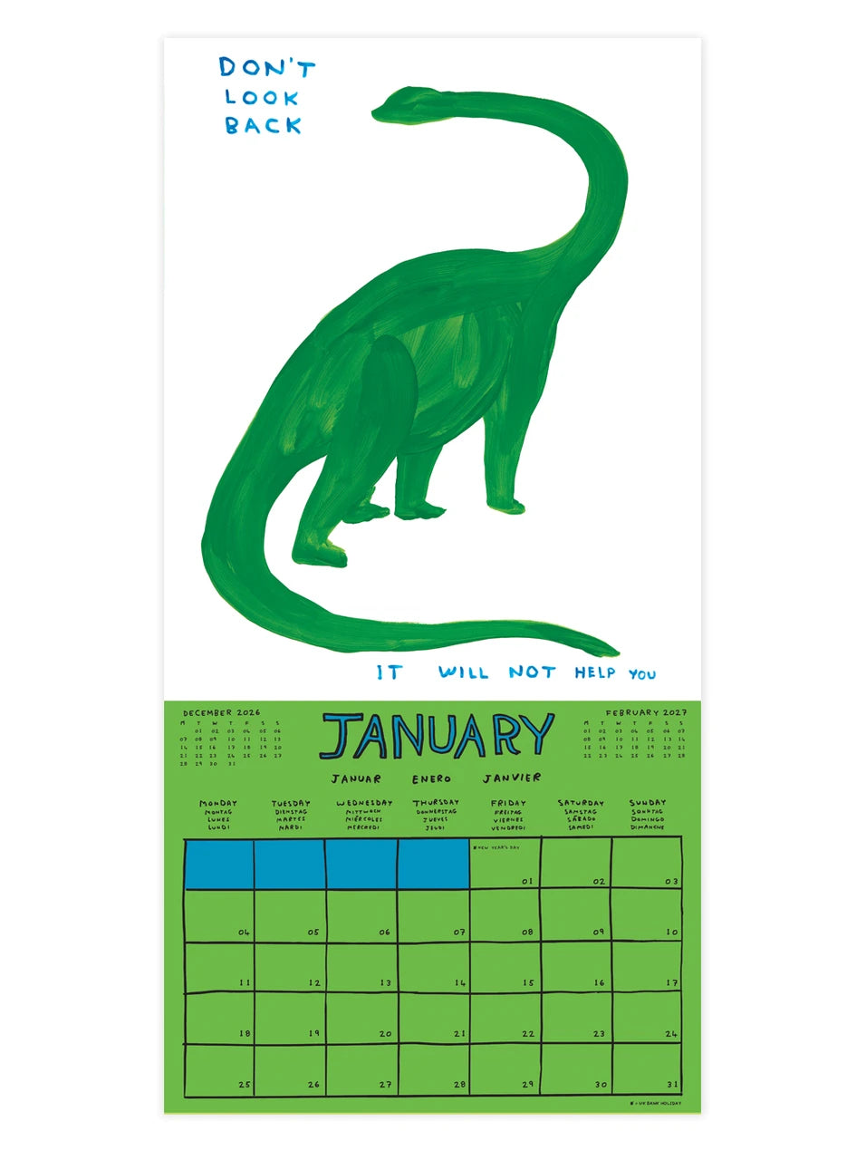 David Shrigley wall calendar 2027 1月