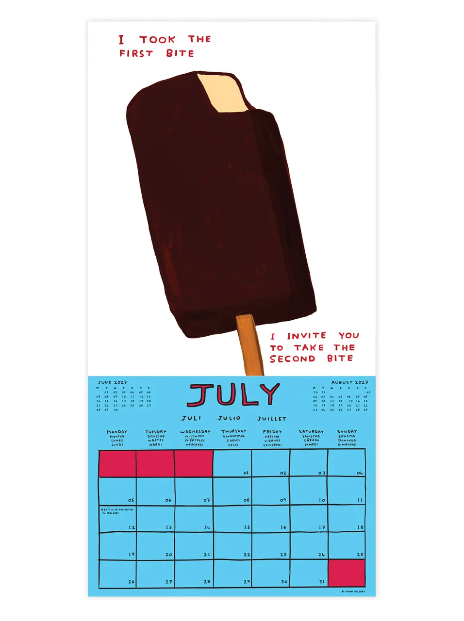 David Shrigley wall calendar 2027 7月
