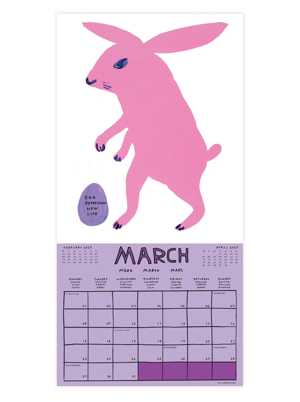 David Shrigley wall calendar 2027 3月