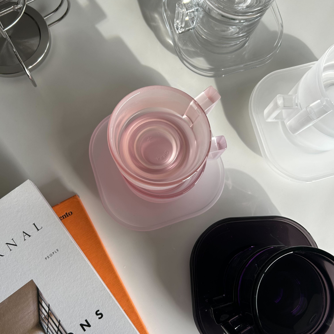 Cup and Saucer / Pink Frosted