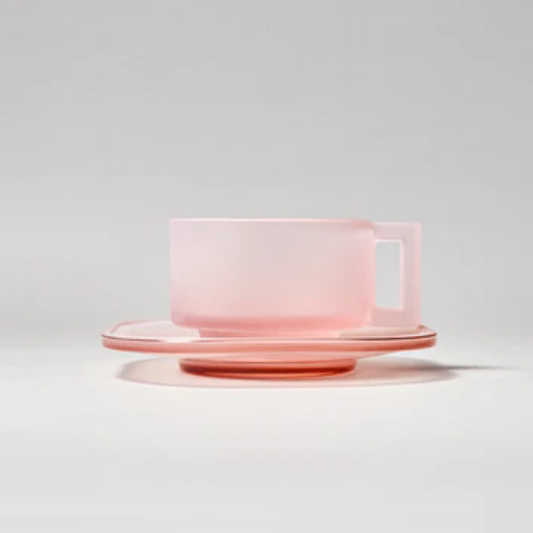 Cup and Saucer / Pink Frosted