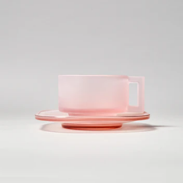 Cup and Saucer / Pink Frosted