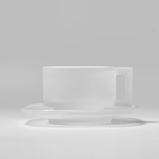 Cup and Saucer /Frosted