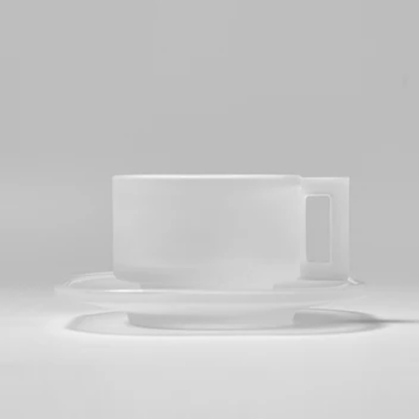 Cup and Saucer /Frosted