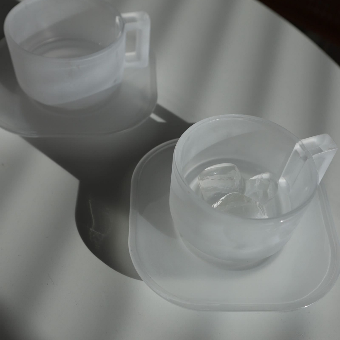 Cup and Saucer /Frosted