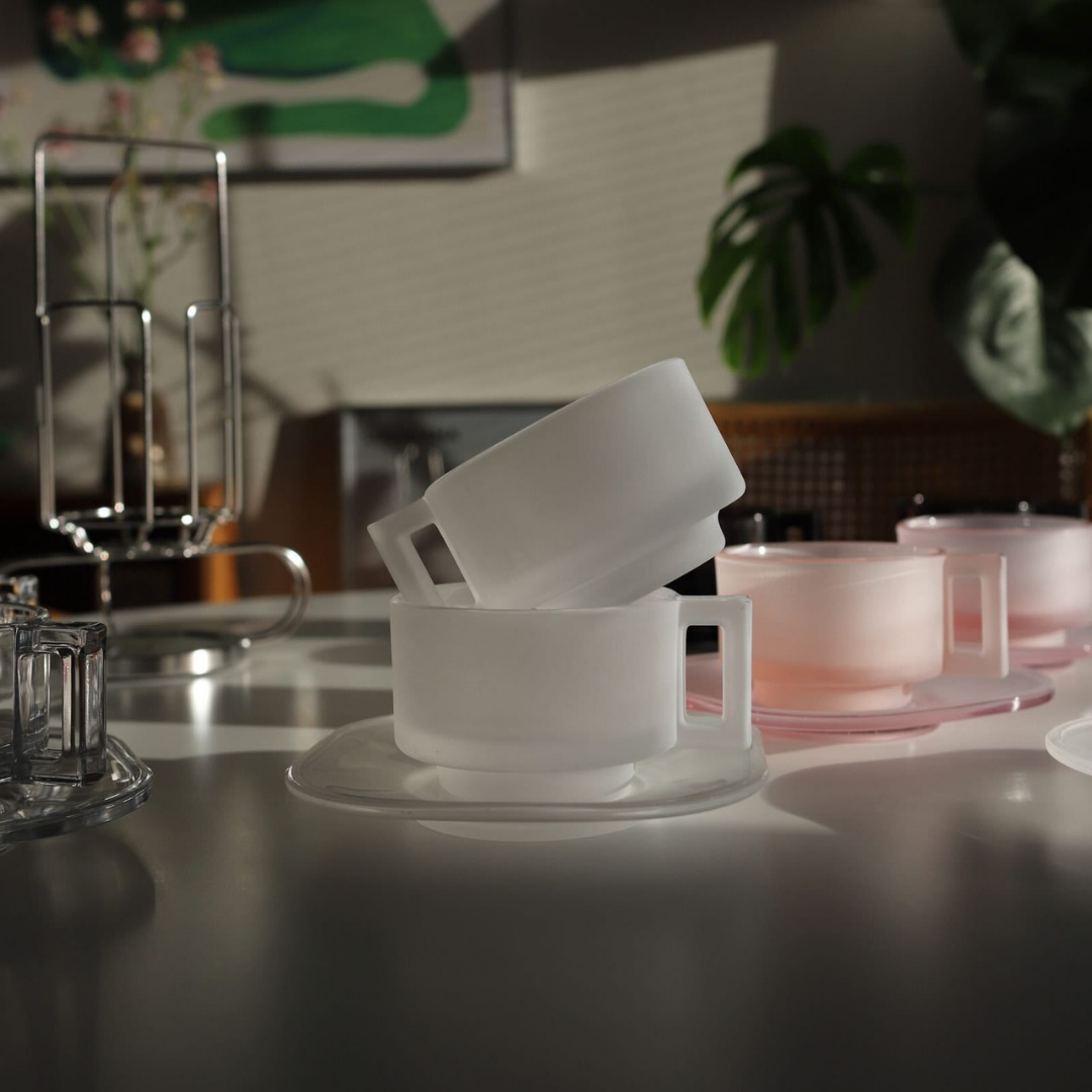Cup and Saucer /Frosted