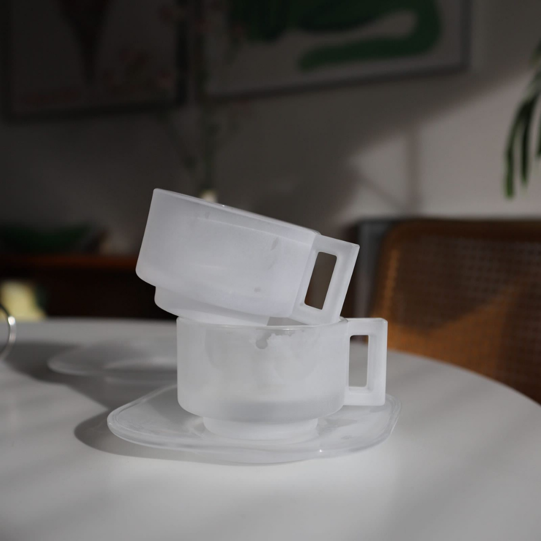 Cup and Saucer /Frosted